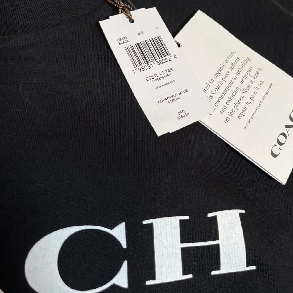 COACH Essential Long Sleeve Tee In Organic Cotton - Picture 5 of 6